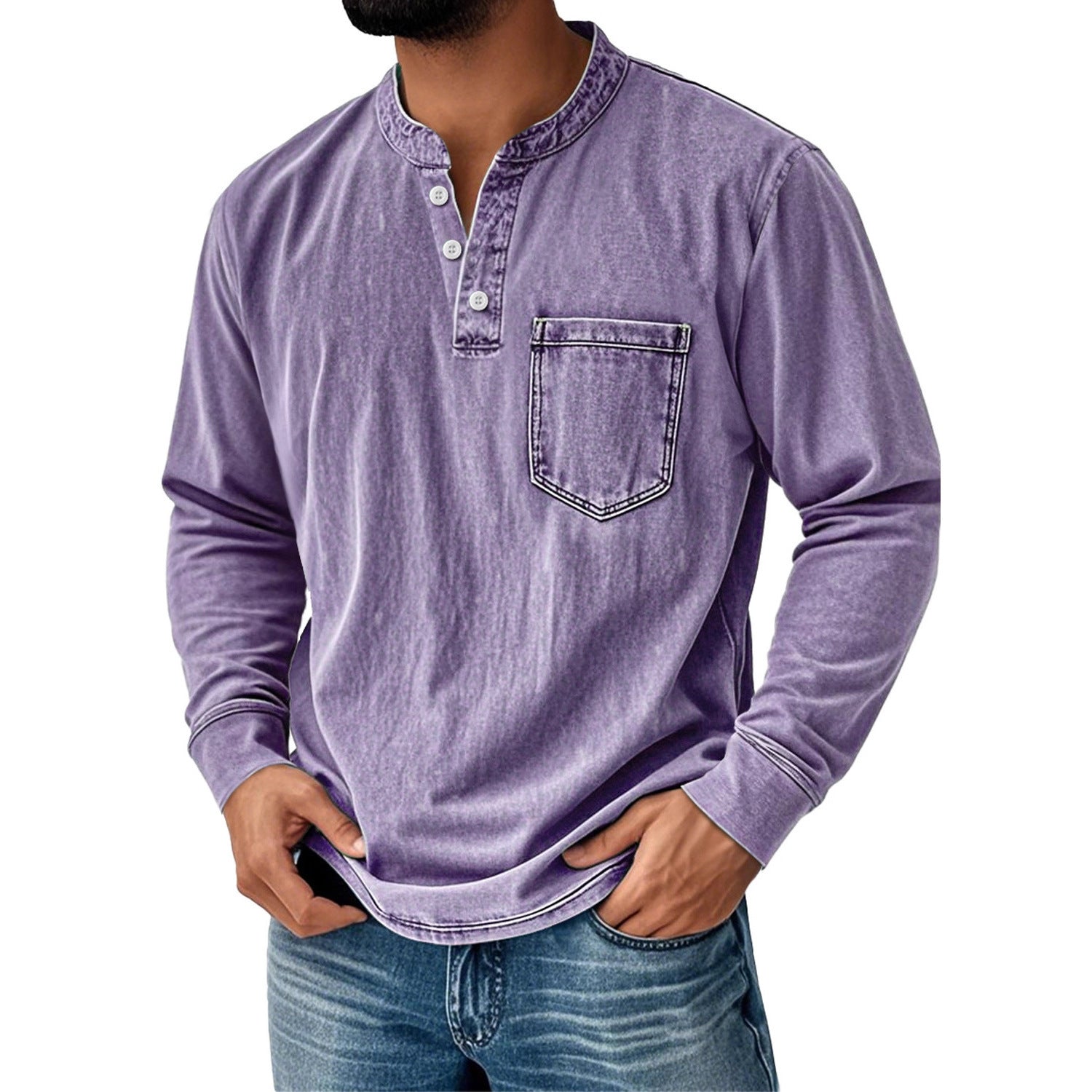 Three-Button Long Sleeve polo shirt