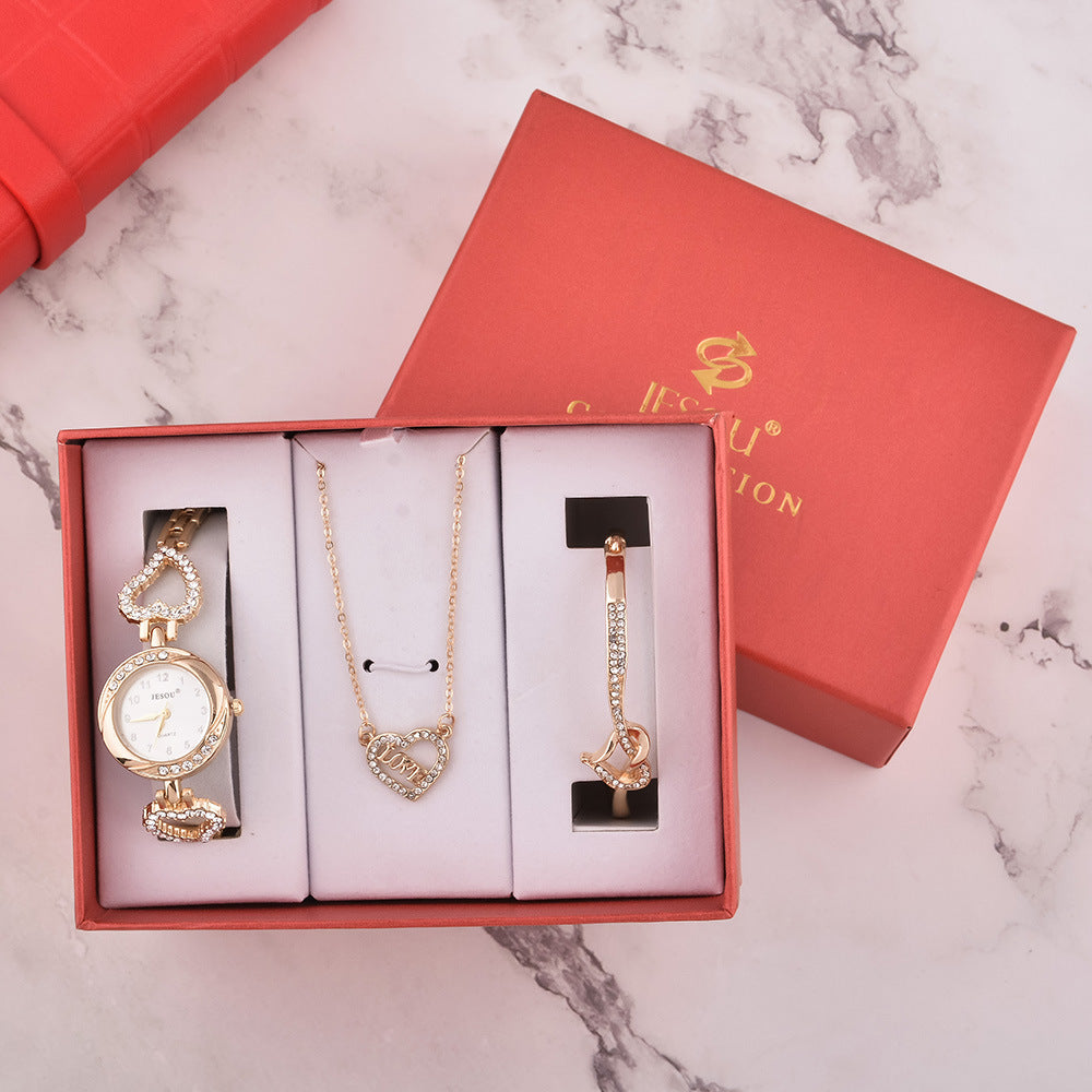 Elegant Jewelry Gift Set with Watch, Necklace, and Bracelet