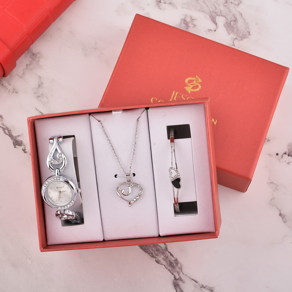 Elegant Jewelry Gift Set with Watch, Necklace, and Bracelet