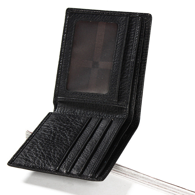 Factory direct sales first layer cowhide men's wallet short leather soft thin wallet high-grade card bag corporate gift money bag