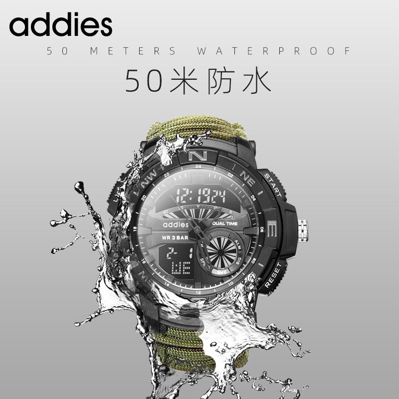 Eddison Men's Multifunctional Compass Watch Outdoor Mountaineering Whistle Flintstone Waterproof Electronic Men's Watch Wholesale