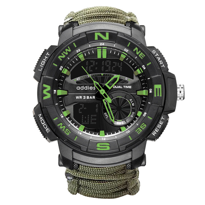 Eddison Men's Multifunctional Compass Watch Outdoor Mountaineering Whistle Flintstone Waterproof Electronic Men's Watch Wholesale