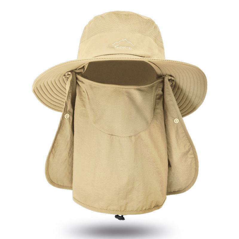 men's sun hat summer outdoor quick-drying sunscreen hat also fishing breathable sun hat women's face cover cap