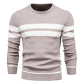 Spot autumn and winter men's casual striped men's sweater pullover color matching round neck men's European size sweater