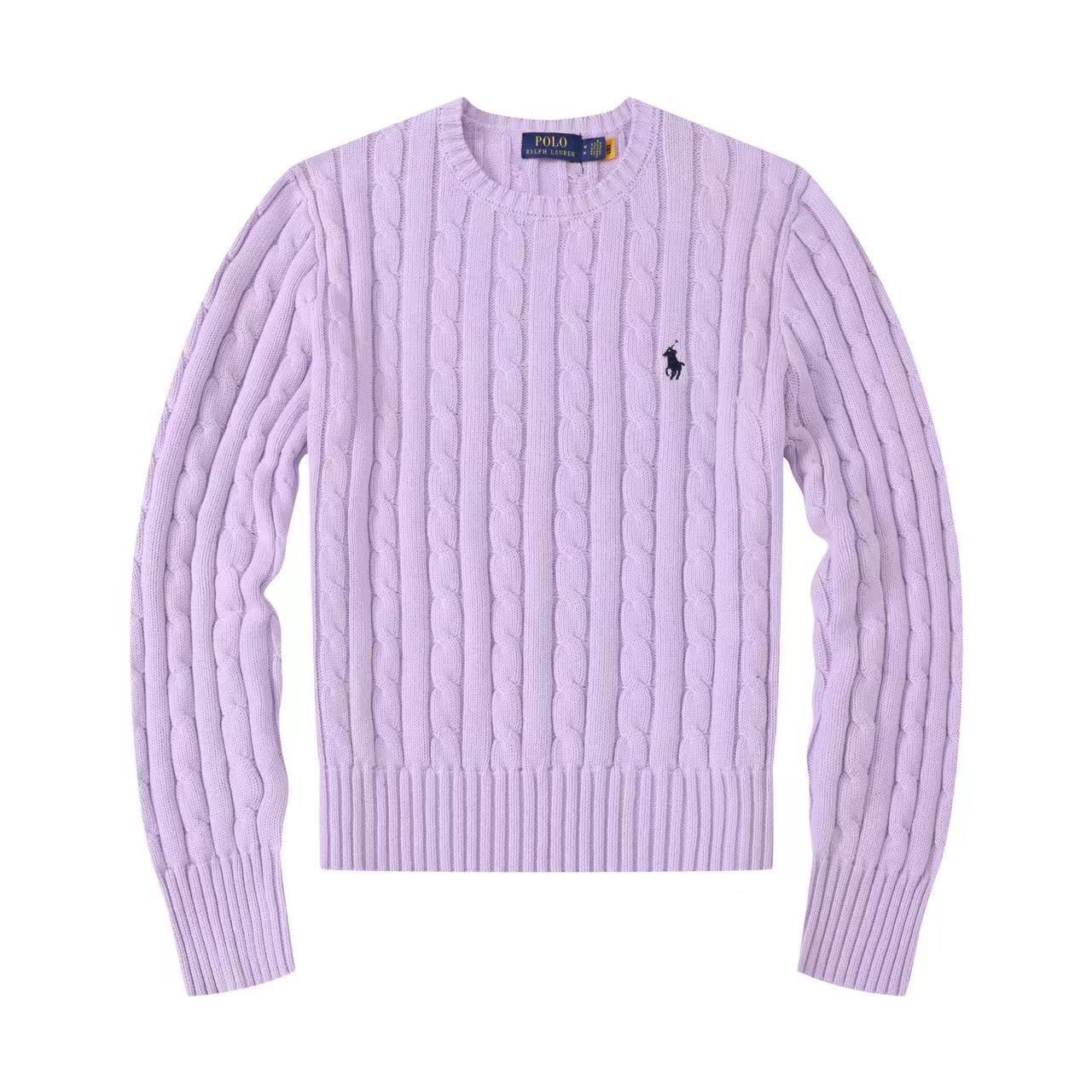 Polo Long Sleeve Cotton Twist Knit Sweater