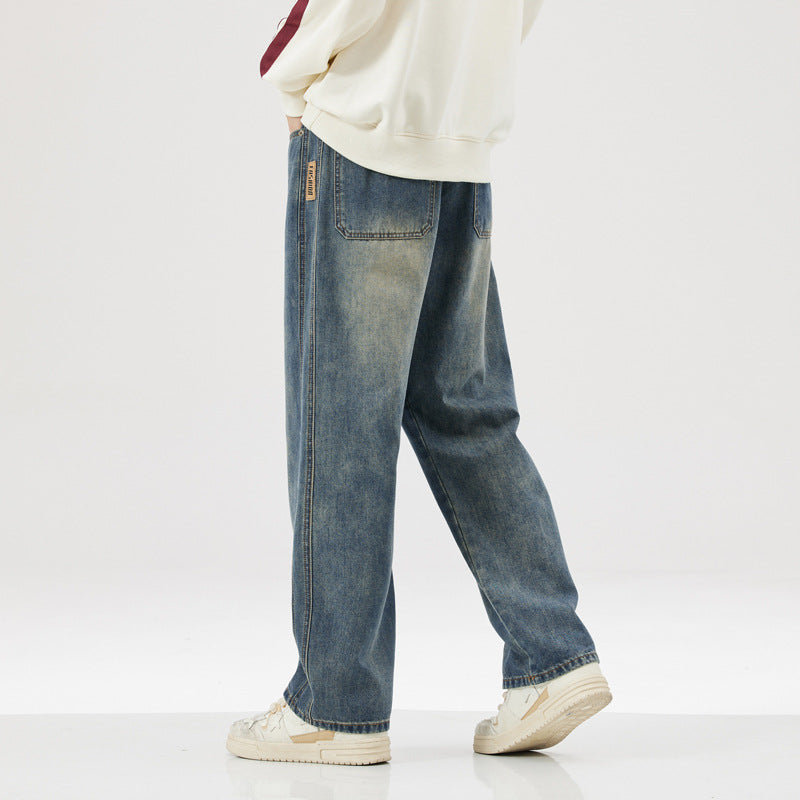 High Street Youth Trend in Retro Blue Jeans