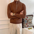 Half-Neck Zip Sweater — L / brown