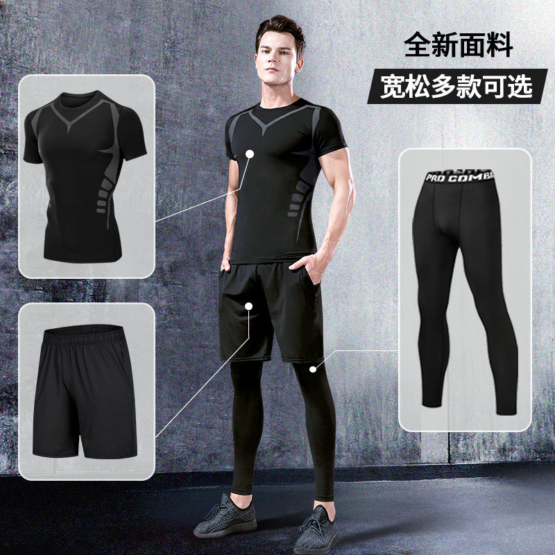 Men's quick-dry fitness suit for running, training, and gym