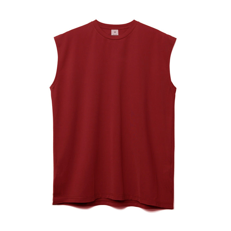 Men's loose sleeveless vest, wide-shoulder, solid color, for sports