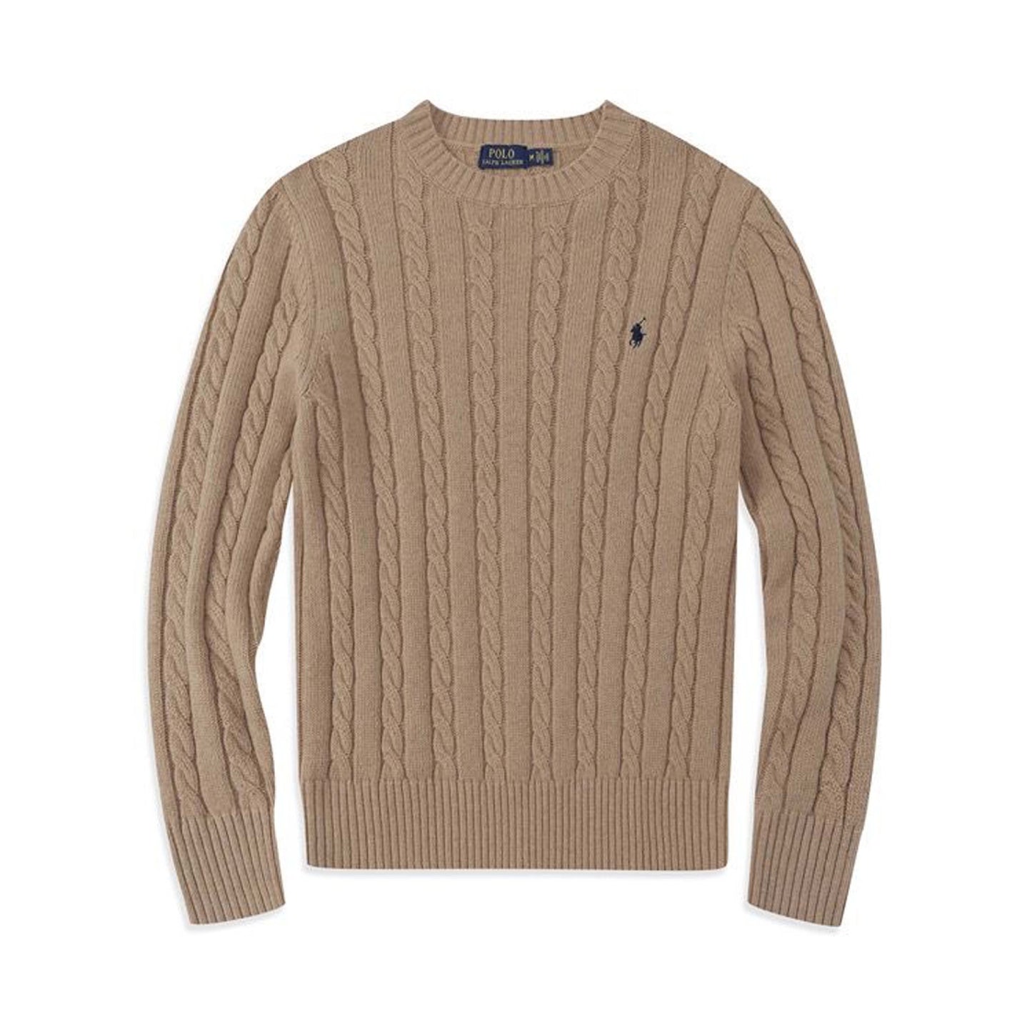 Polo Long Sleeve Cotton Twist Knit Sweater