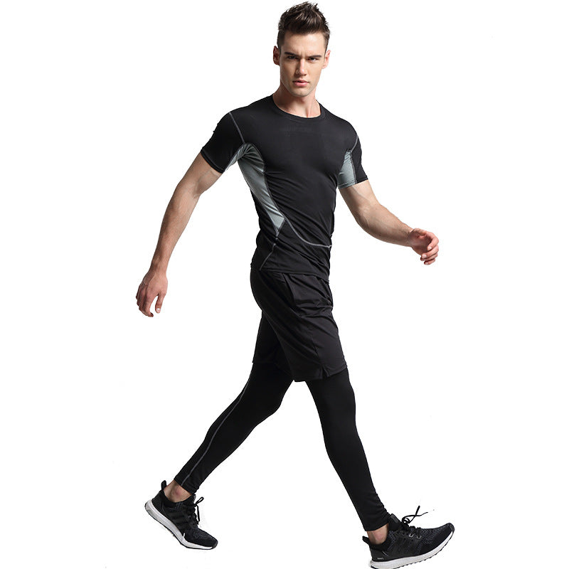 Men's quick-dry fitness suit for running, training, and gym