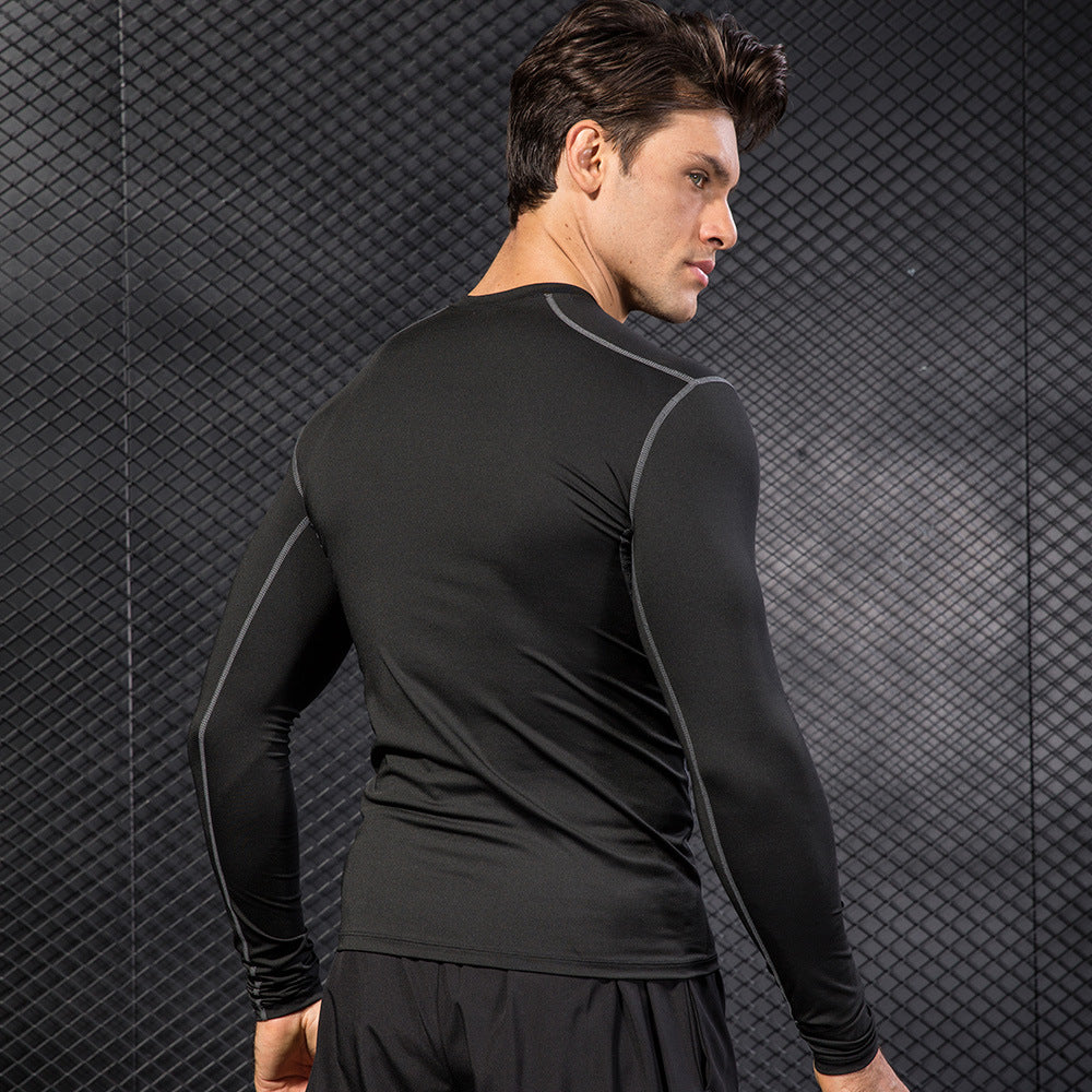 Men's long-sleeve compression shirt, for fitness and running