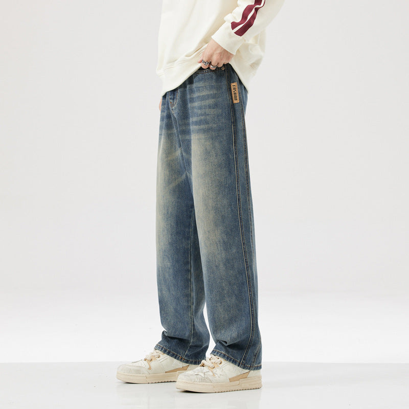 High Street Youth Trend in Retro Blue Jeans