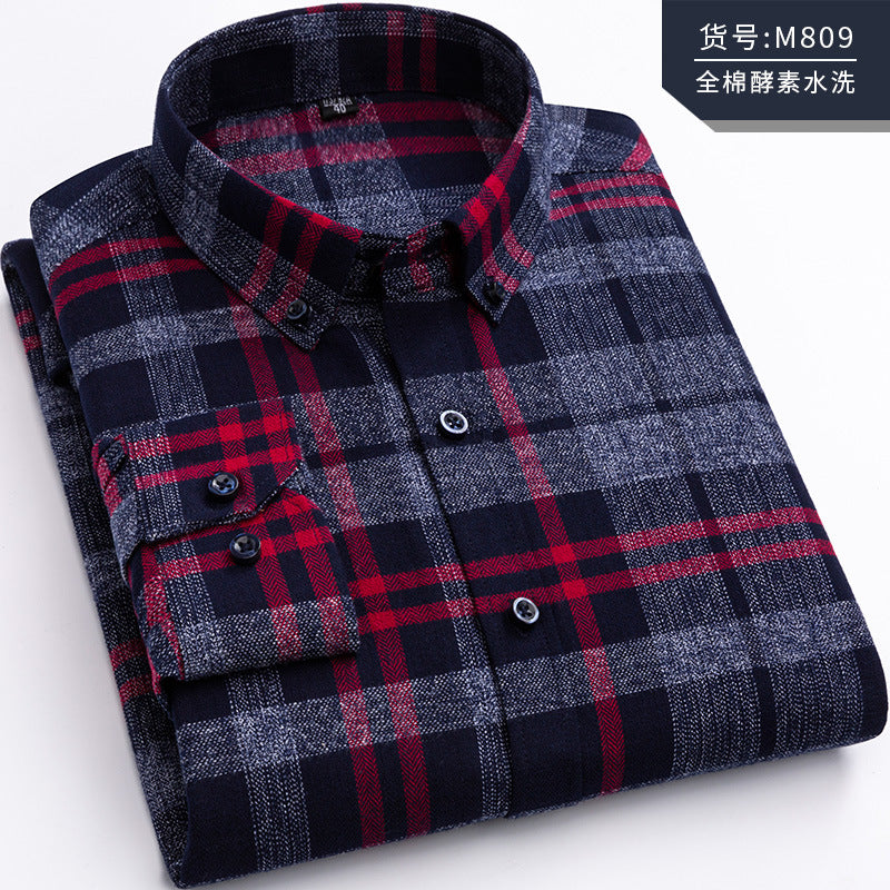 Japanese Retro Casual Cotton Plaid Shirt