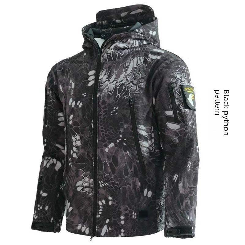 Men's waterproof camouflage softshell jacket, breathable, 3-in-1, for autumn and winter