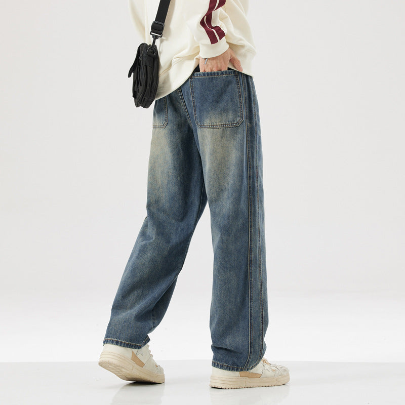 High Street Youth Trend in Retro Blue Jeans