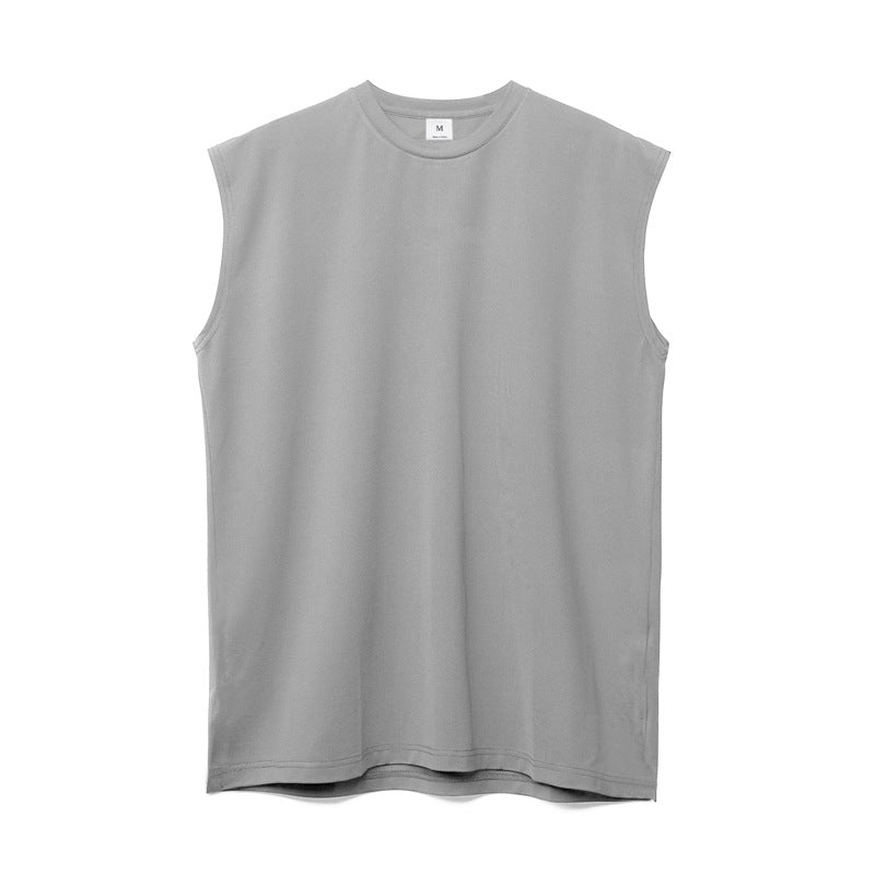 Men's loose sleeveless vest, wide-shoulder, solid color, for sports