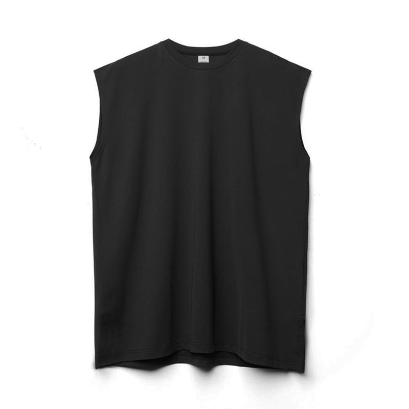 Men's loose sleeveless vest, wide-shoulder, solid color, for sports