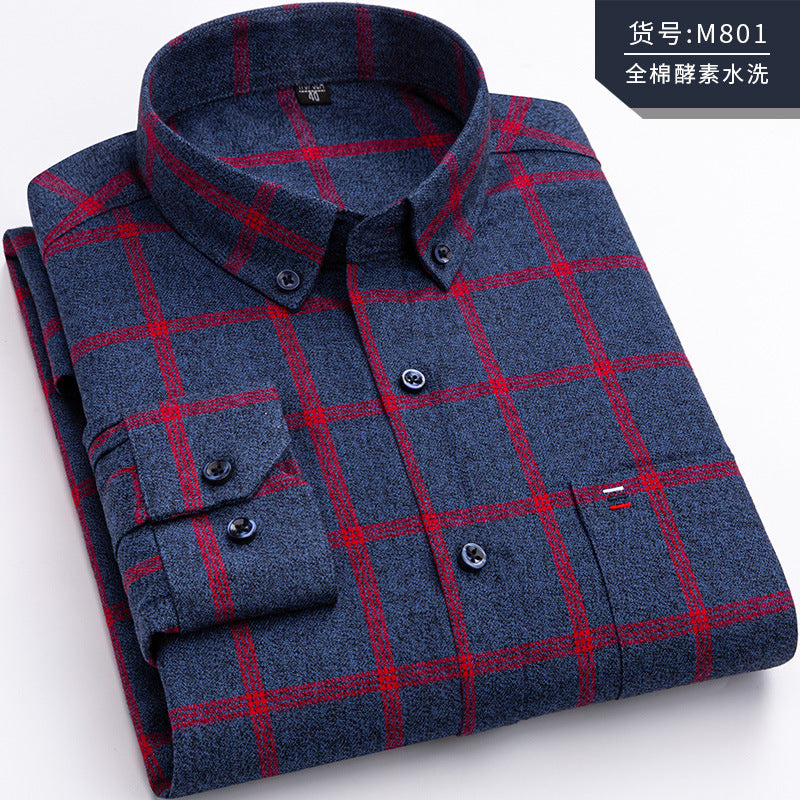 Japanese Retro Casual Cotton Plaid Shirt