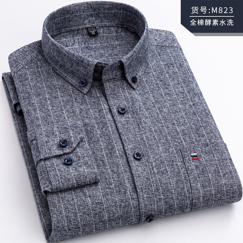 Japanese Retro Casual Cotton Plaid Shirt