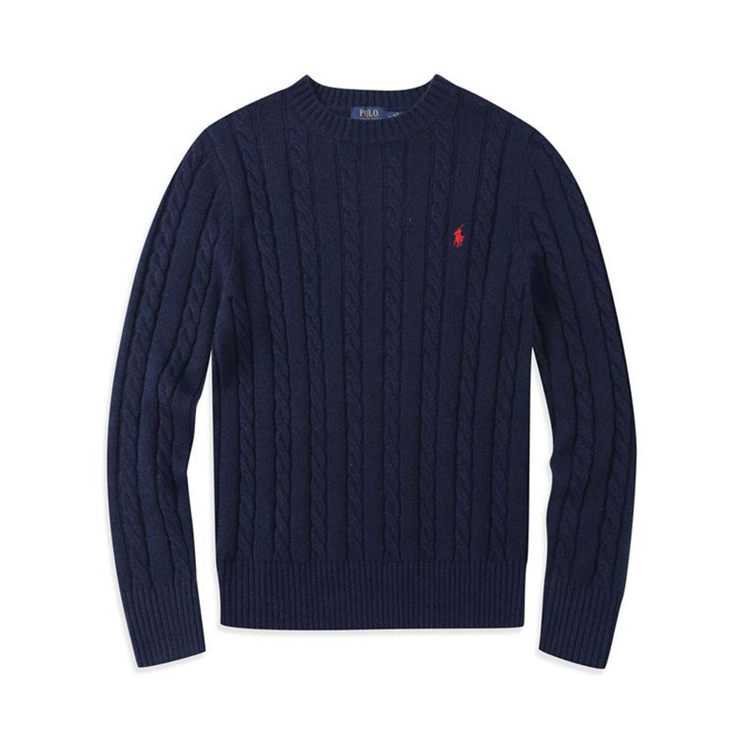 Polo Long Sleeve Cotton Twist Knit Sweater