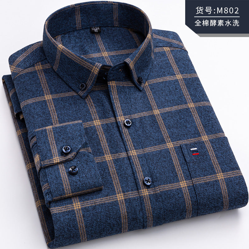 Japanese Retro Casual Cotton Plaid Shirt