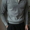 Classic Zip Polo Sweater — XL / white