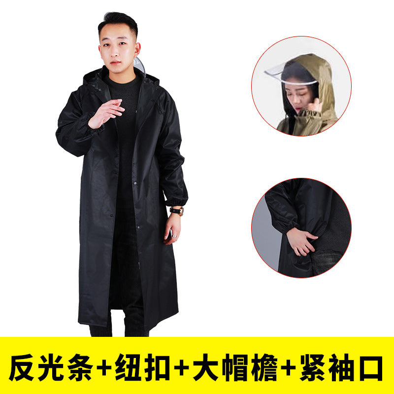 Thickened canvas raincoats for men and women, one-piece, windproof, flood control, outdoor use