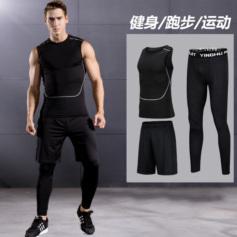 Men's quick-dry fitness suit for running, training, and gym