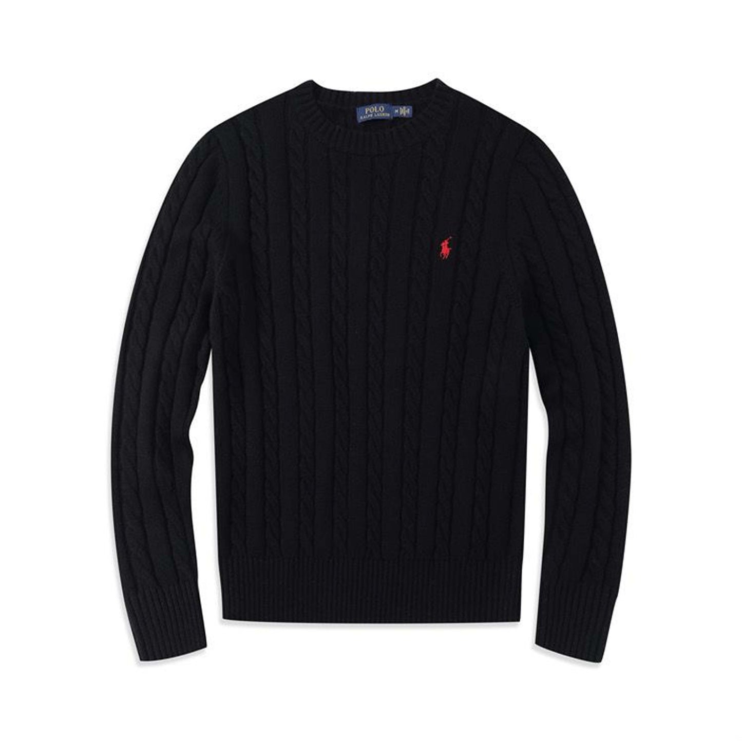 Polo Long Sleeve Cotton Twist Knit Sweater