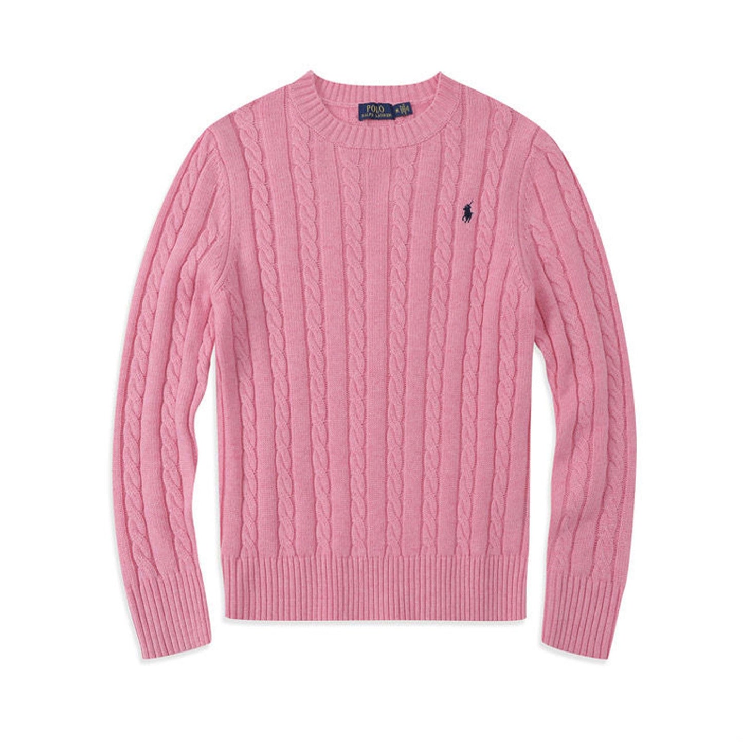 Polo Long Sleeve Cotton Twist Knit Sweater