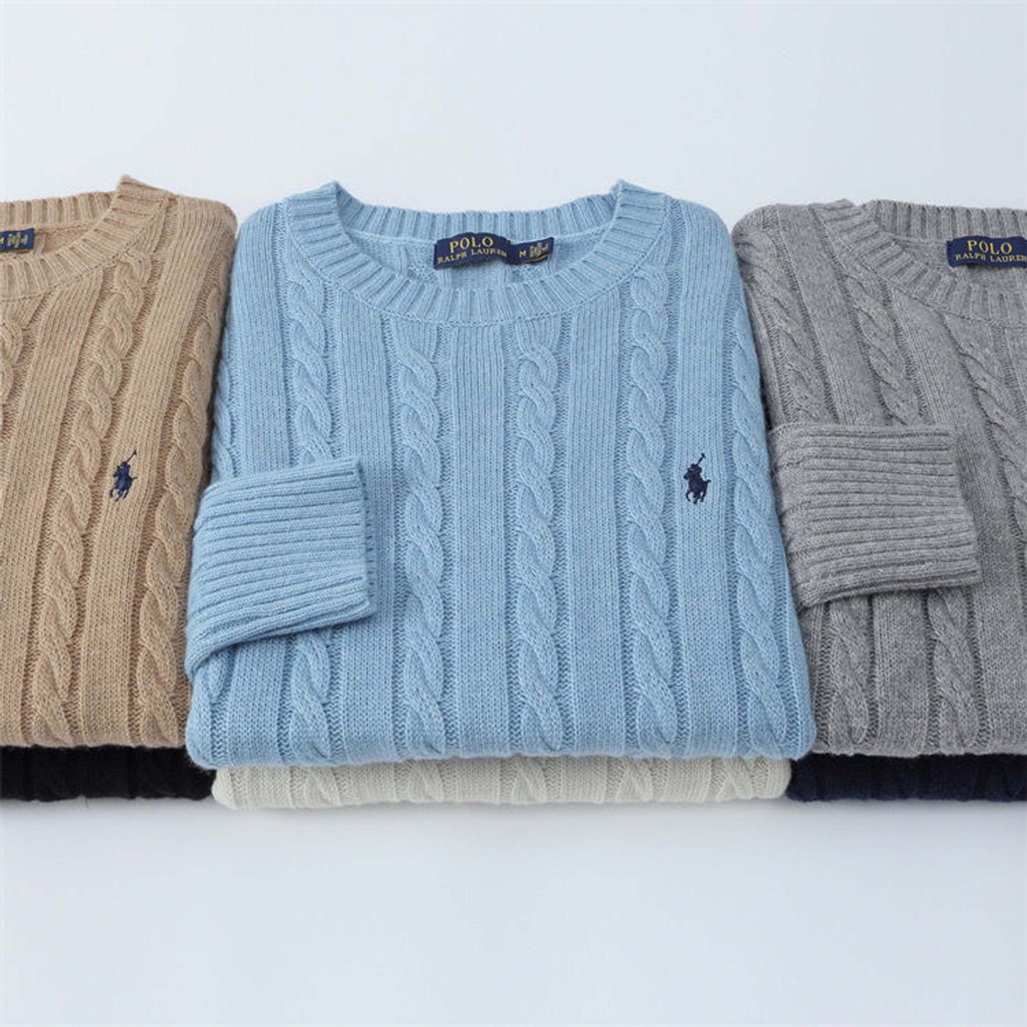 Polo Long Sleeve Cotton Twist Knit Sweater