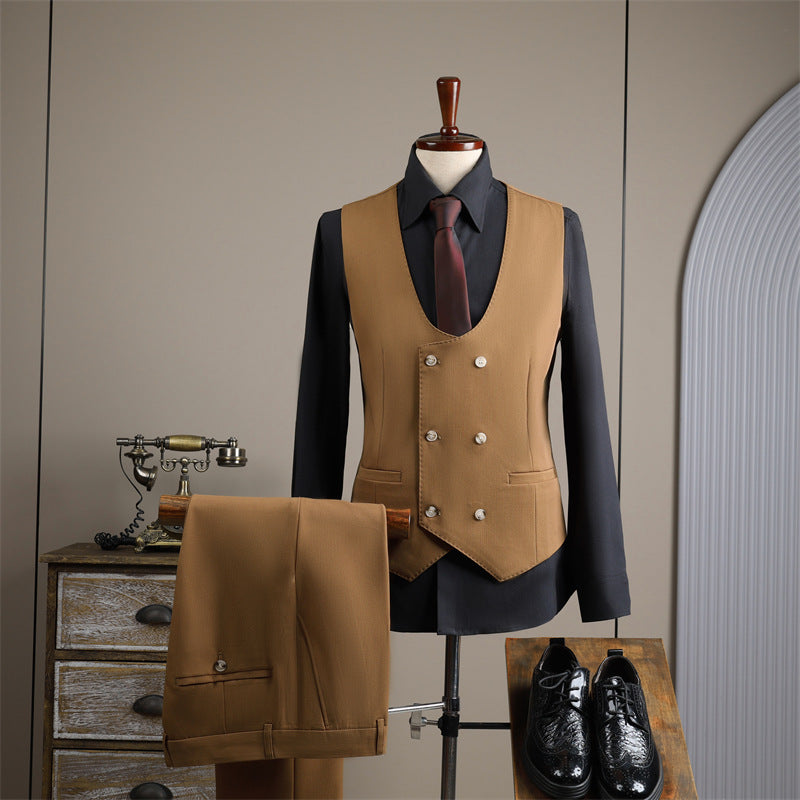 Double-Row Slim Fit Men's Business Suit