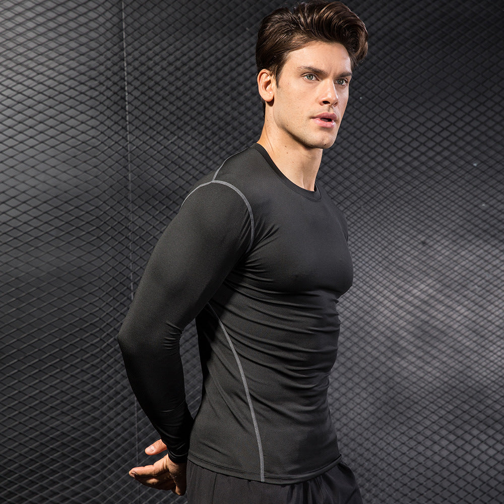 Men's long-sleeve compression shirt, for fitness and running