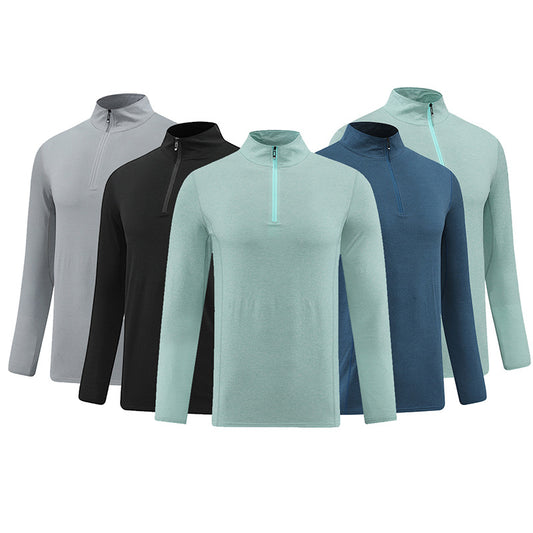 Men's loose fit, half-zip with stand collar, quick-dry top