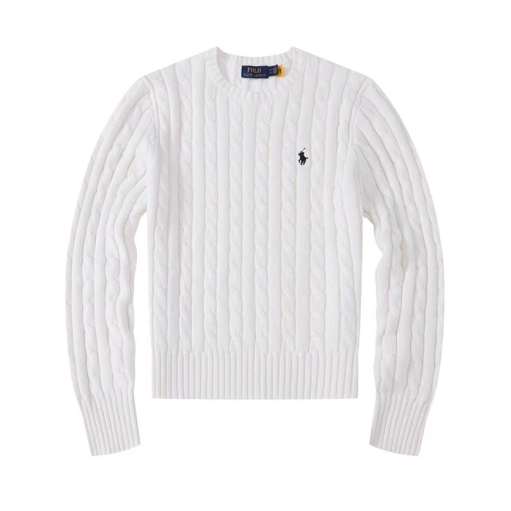 Polo Long Sleeve Cotton Twist Knit Sweater