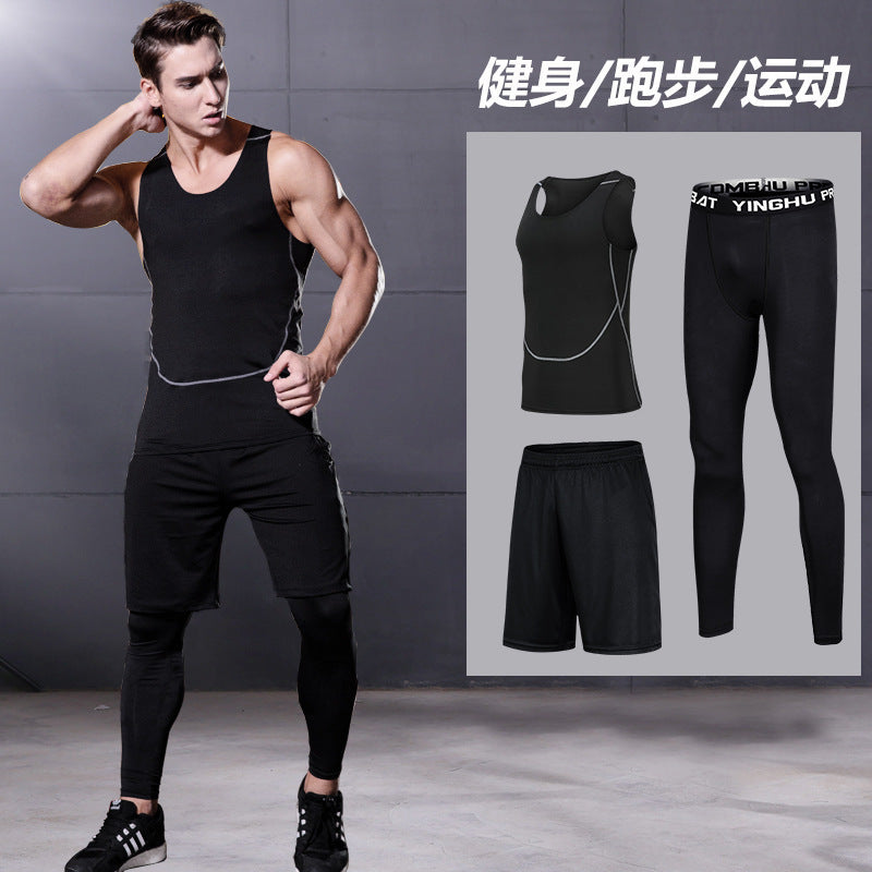 Men's quick-dry fitness suit for running, training, and gym