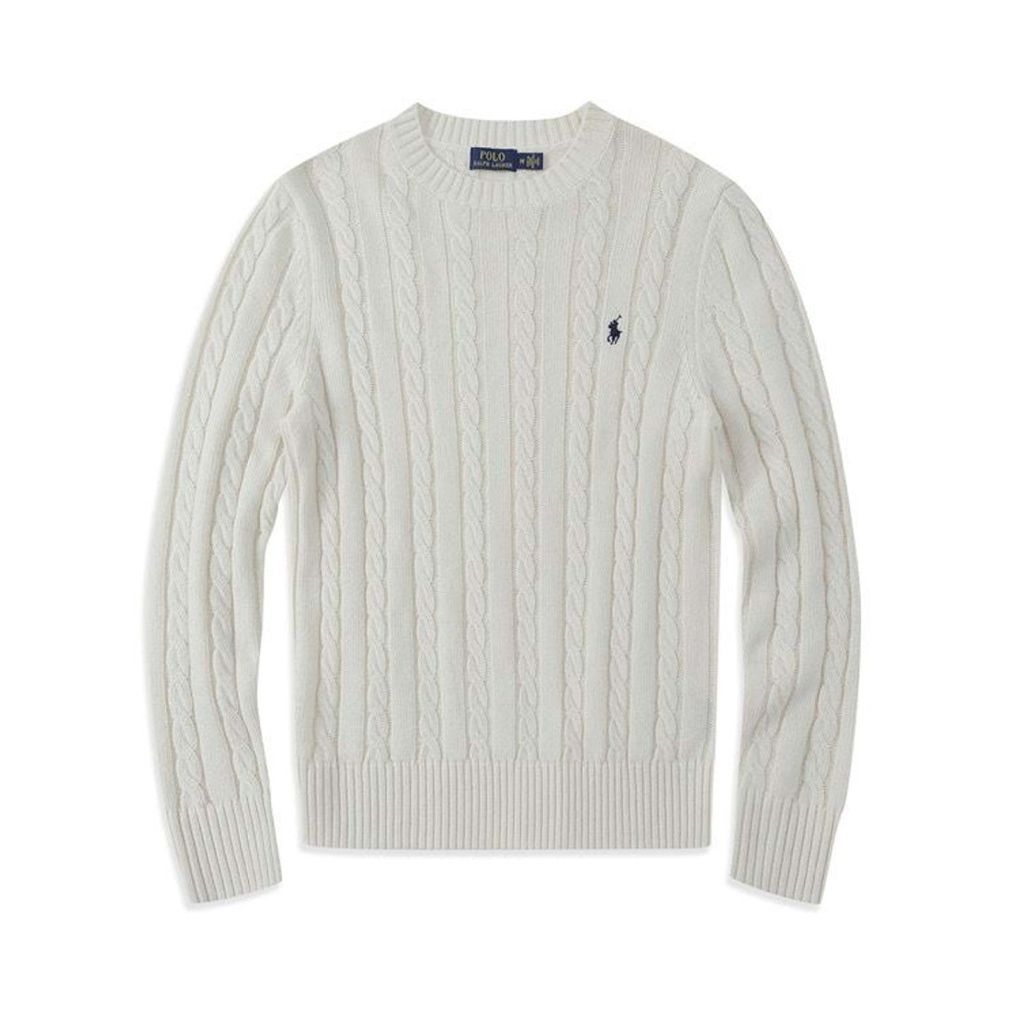 Polo Long Sleeve Cotton Twist Knit Sweater