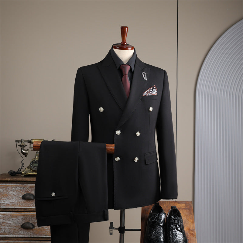 Double-Row Slim Fit Men's Business Suit