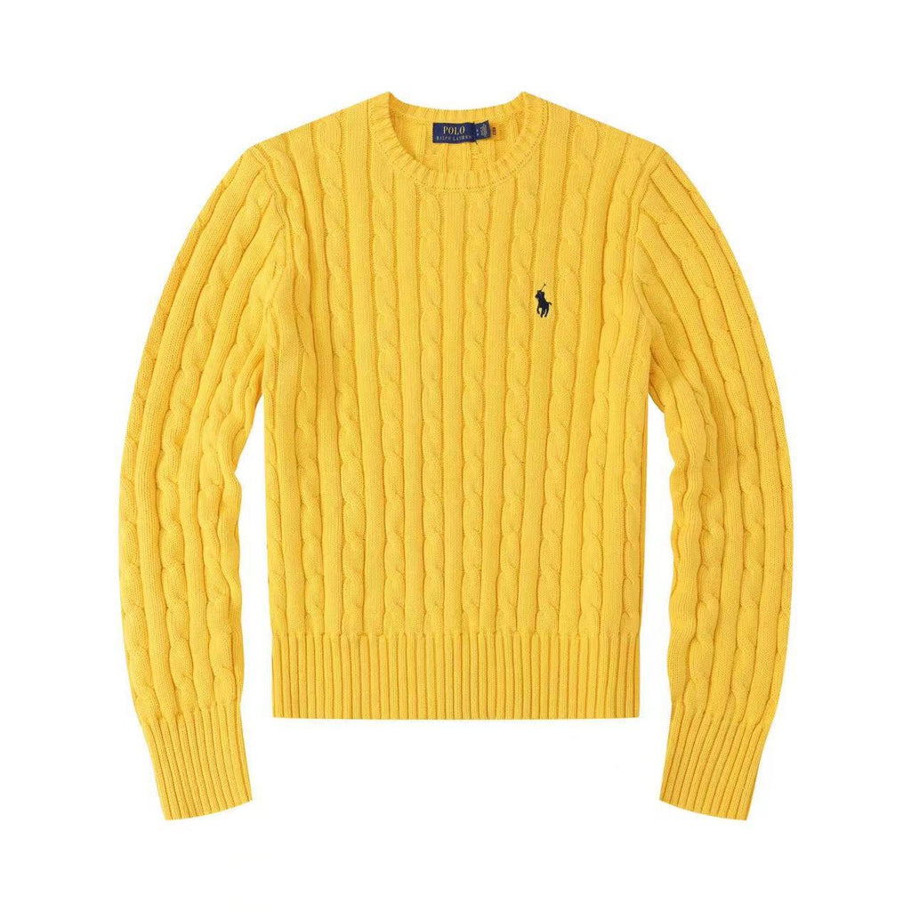 Polo Long Sleeve Cotton Twist Knit Sweater