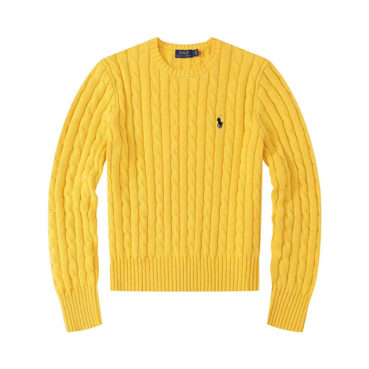 Polo Long Sleeve Cotton Twist Knit Sweater