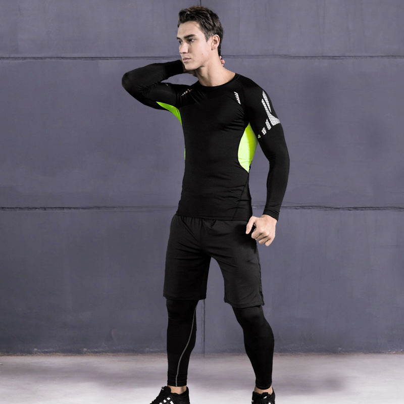 Men's quick-dry fitness suit for running, training, and gym