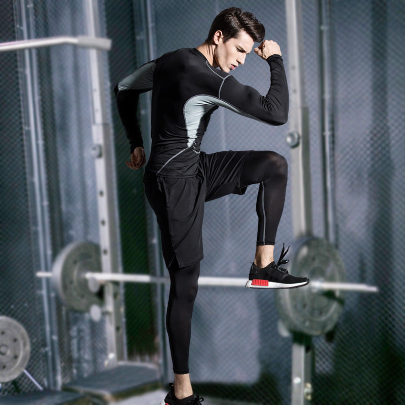 Men's quick-dry fitness suit for running, training, and gym