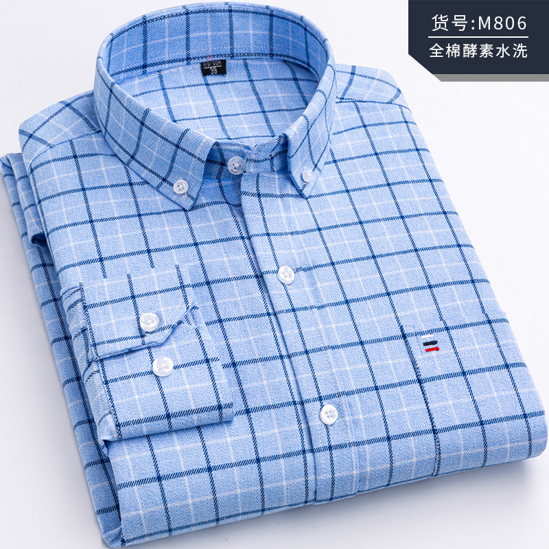 Japanese Retro Casual Cotton Plaid Shirt