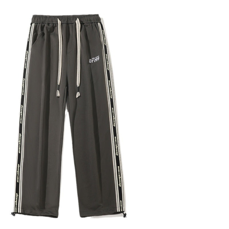 Embroidered Letter Casual Striped Sports Pants