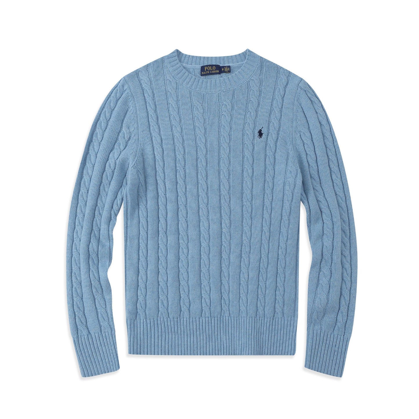 Polo Long Sleeve Cotton Twist Knit Sweater