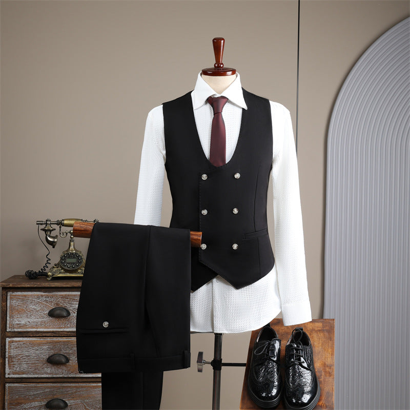 Double-Row Slim Fit Men's Business Suit