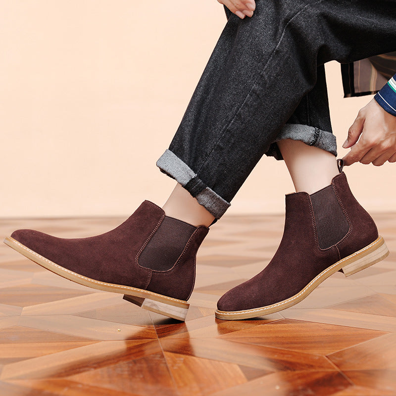 Men's suede Chelsea boots, slip-on style, available in plus sizes