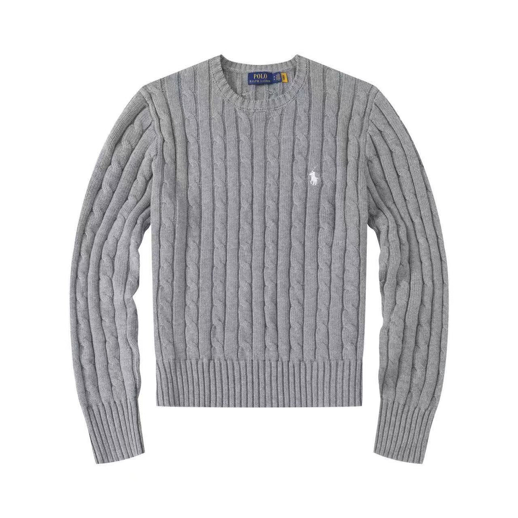 Polo Long Sleeve Cotton Twist Knit Sweater