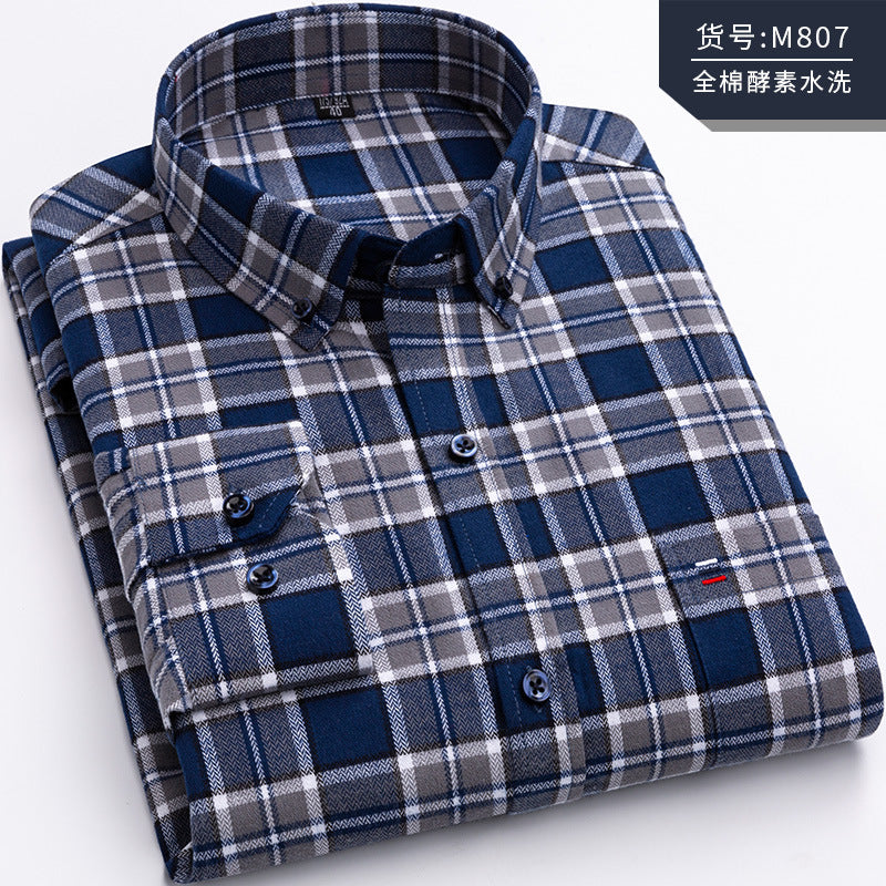 Japanese Retro Casual Cotton Plaid Shirt